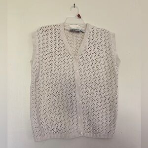 Vintage Cream Textured Knit Vest
